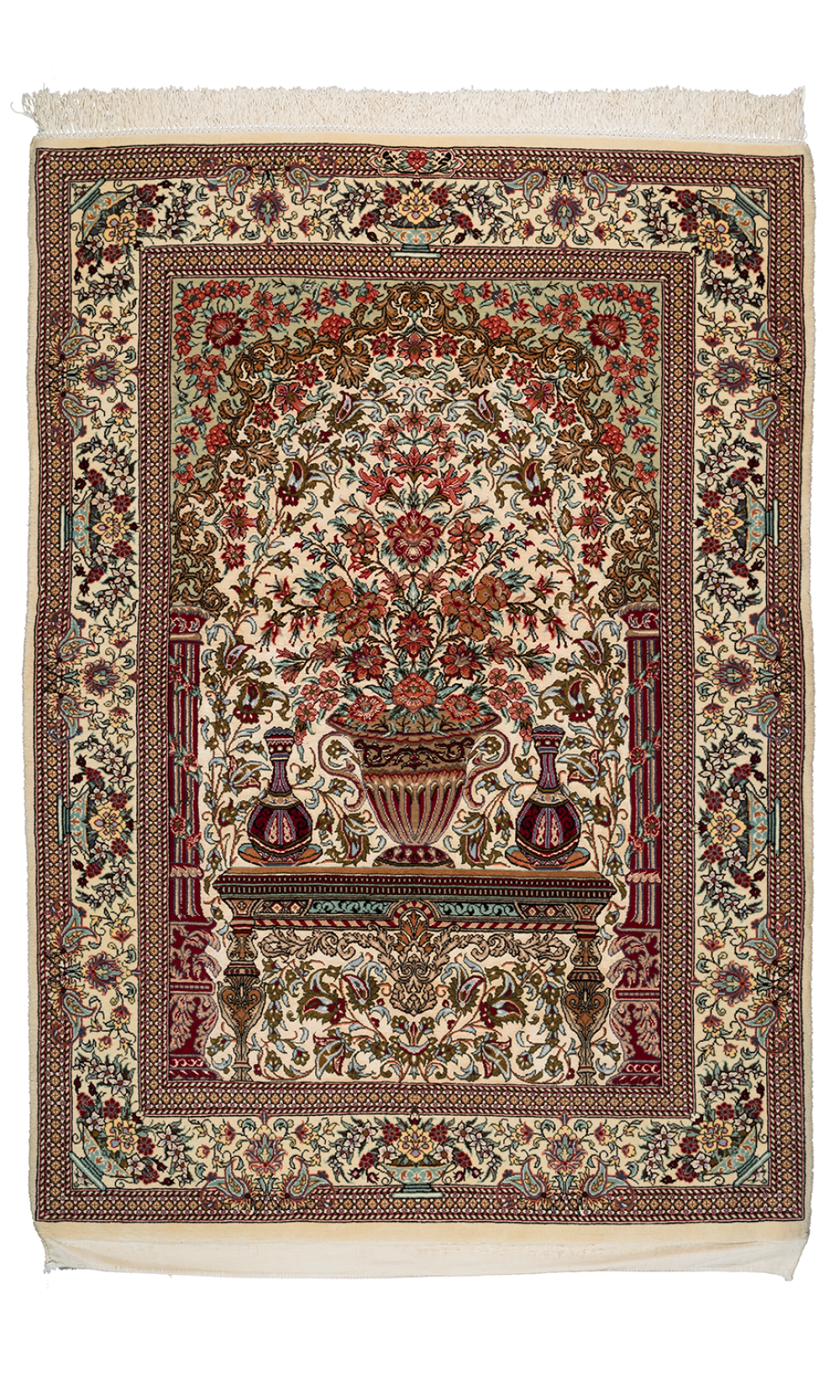 Handmade Rug In Super Fine Wool Qom (152×107 cm)
