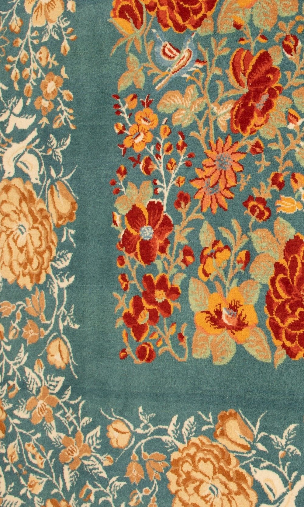 Handmade Wool Isfahan Persian Blue Rug | 250×191 CM | Floral Pattern