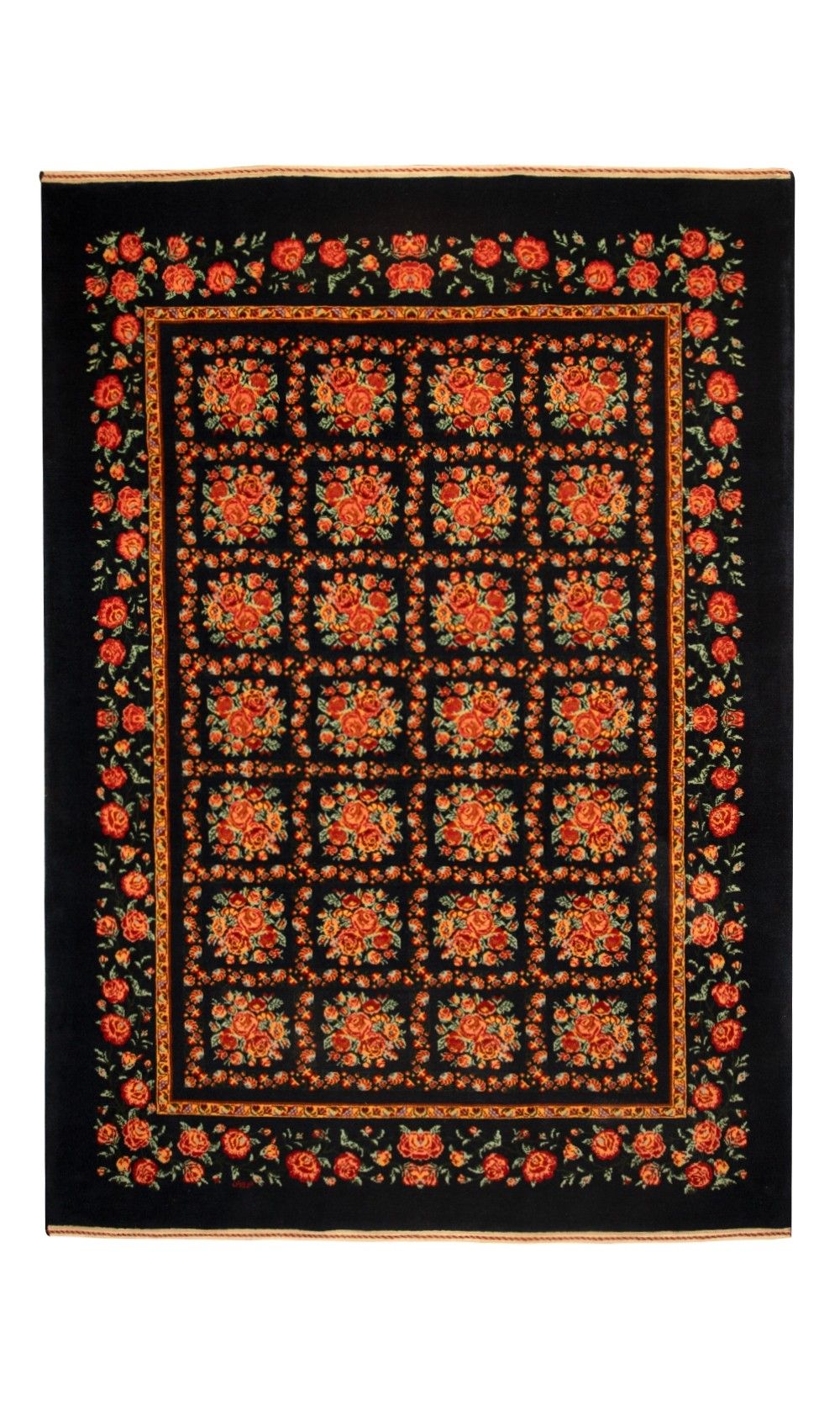 Handmade Rug In Wool & Navy blue Color Fars | 206×151 cm | GHAABY(Panel design)