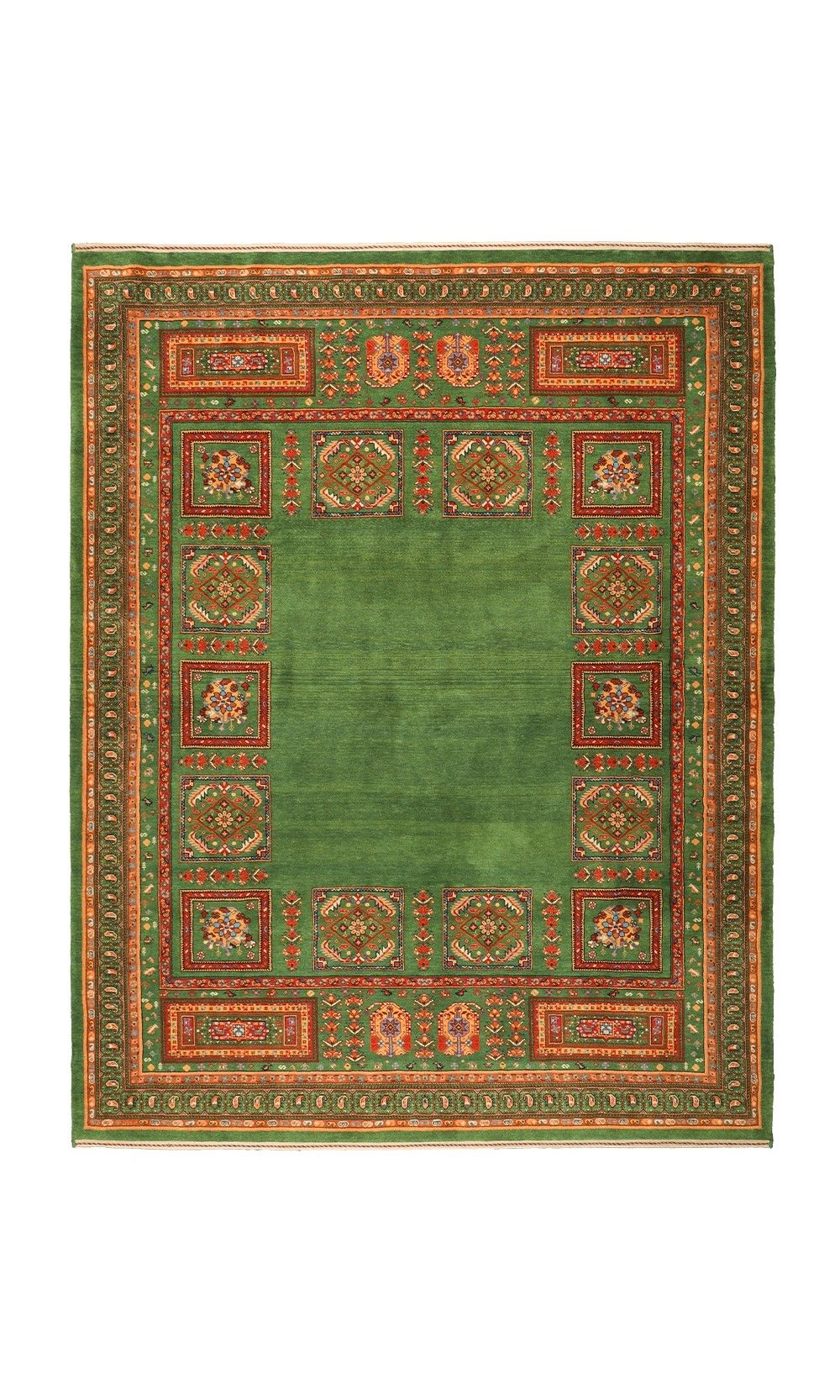Wool Green rug Qashqai | 251×197cm | Panel design (GHAABY) 