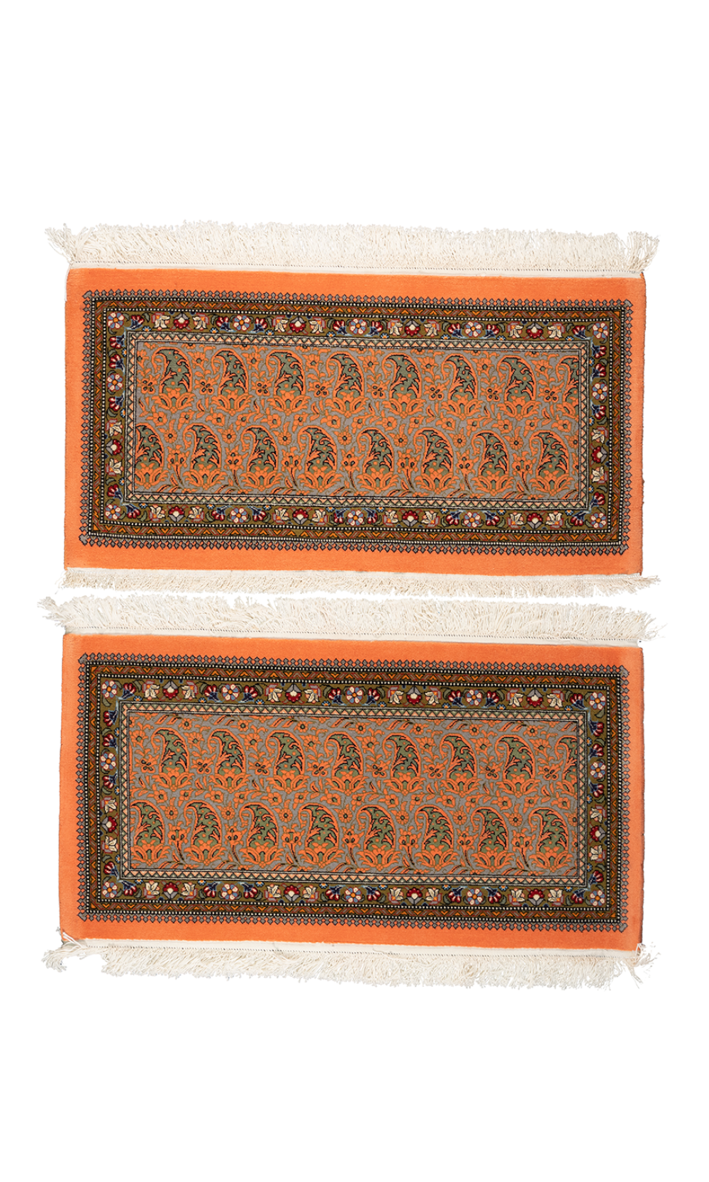 Twin Rug Super Fine Wool Material In Peach Color Qom101×52 cm 