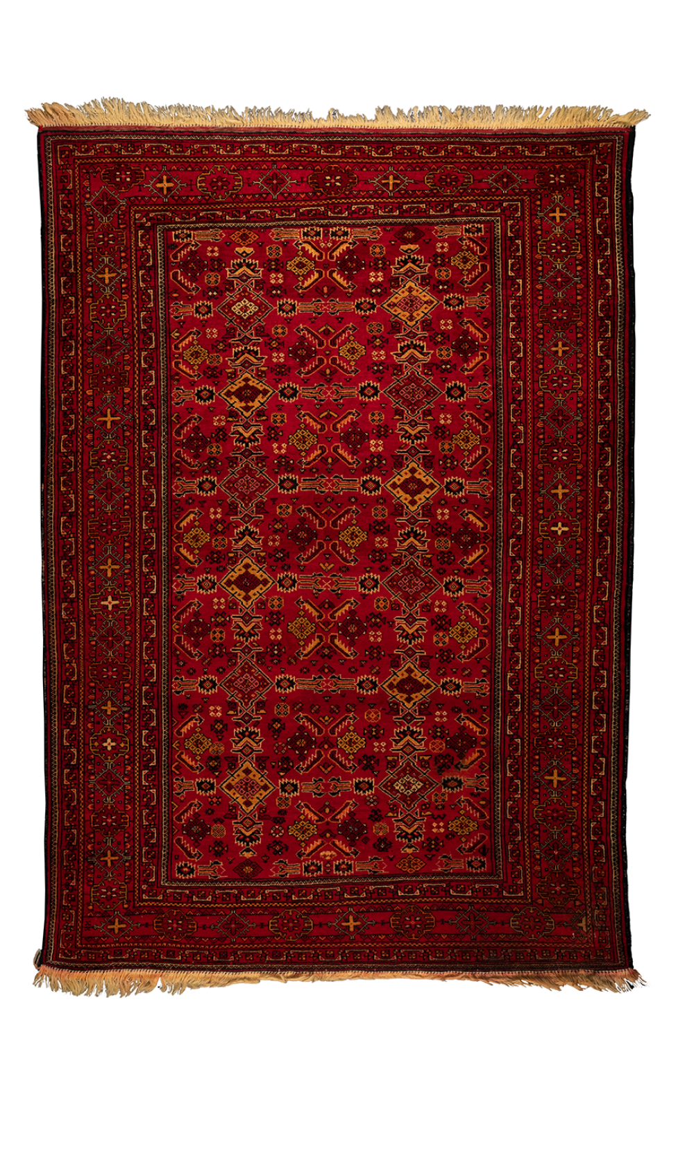 Handmade Rug In Wool & Red Color Razavi Khorasan | 192×132 cm | AFSHAAN(Curved design)