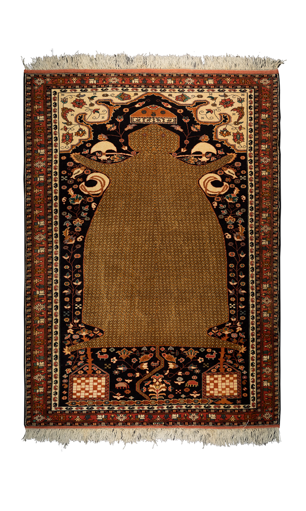 Handmade Rug In Wool & Navy Blue Color Razavi Khorasan | 202×150 cm | EGHTEBAASY(Adapted design)