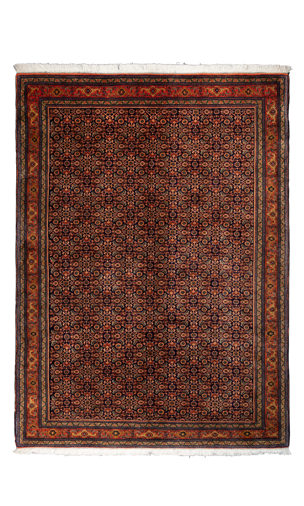 Used Handmade Wool Brown Persian Rug Bijar | 2 Sq.m | Fish Pattern