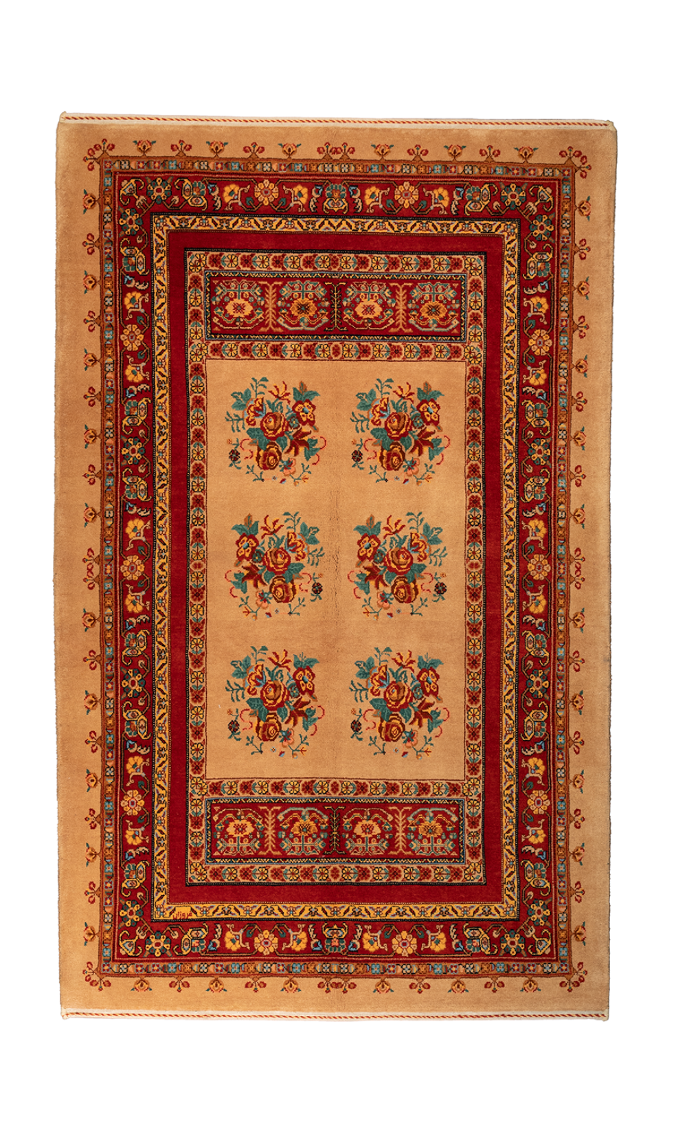 HANDMADE RUG IN WOOL & CREAM COLOR WITH VEGETABLE DYED ISFAHAN