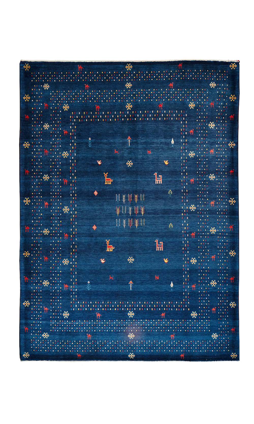 Persian Wool Gabbeh Navy blue Rug Fars | Animal Motif Pattern