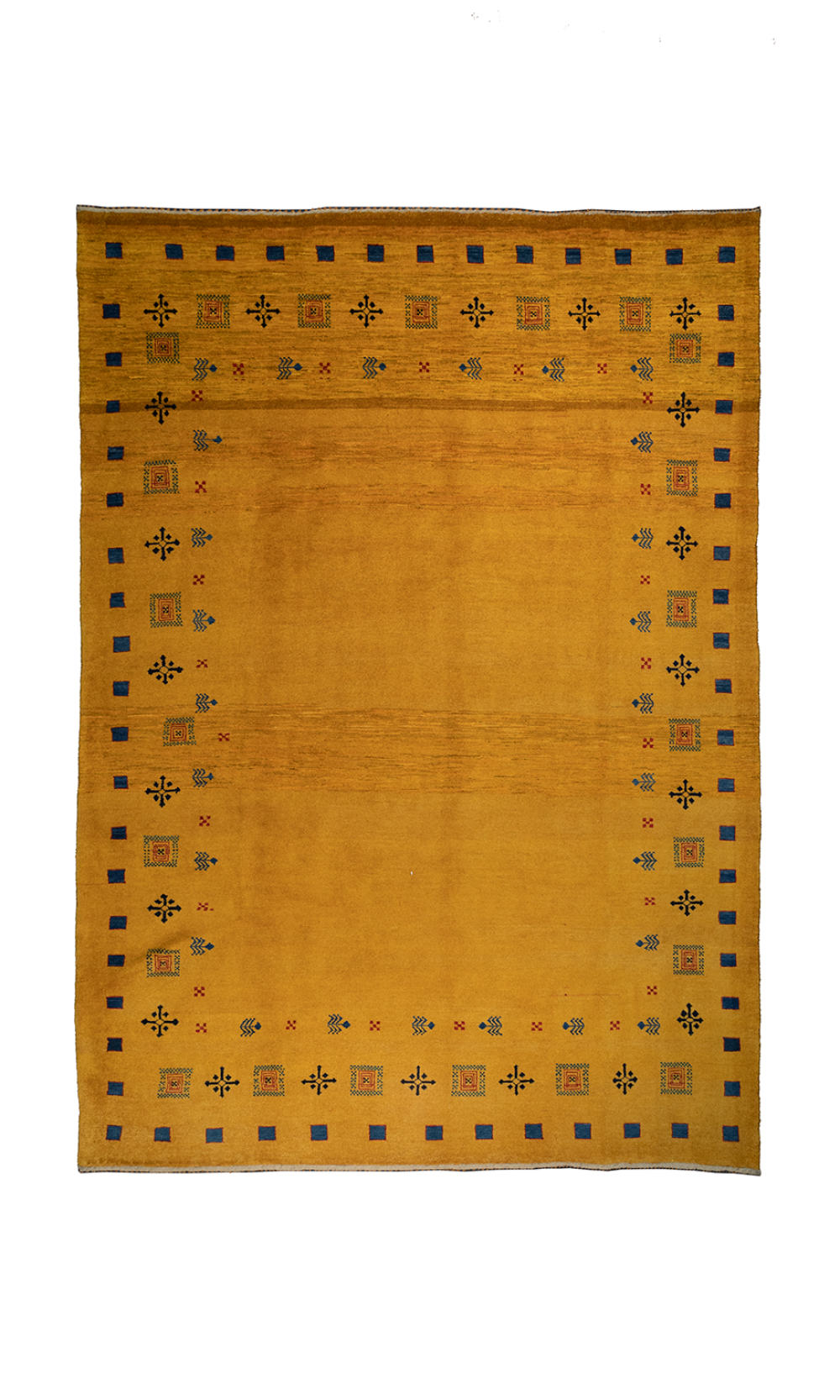 Handmade Gabbeh Rug In Wool & Yellow | 298×212 cm | 6 square rug