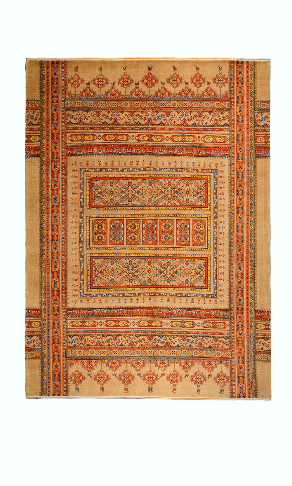 HANDMADE RUG IN  WOOL & CREAM COLOR WITH VEGETABLE DYED ISFAHAN