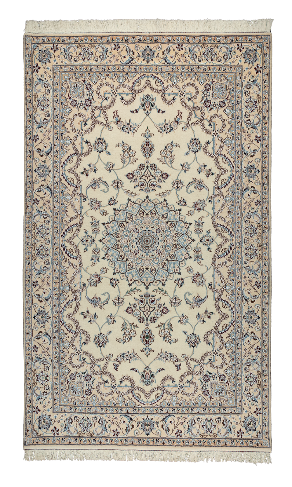 Handmade Rug In Wool & Cream Color Isfahan (211×126 cm)