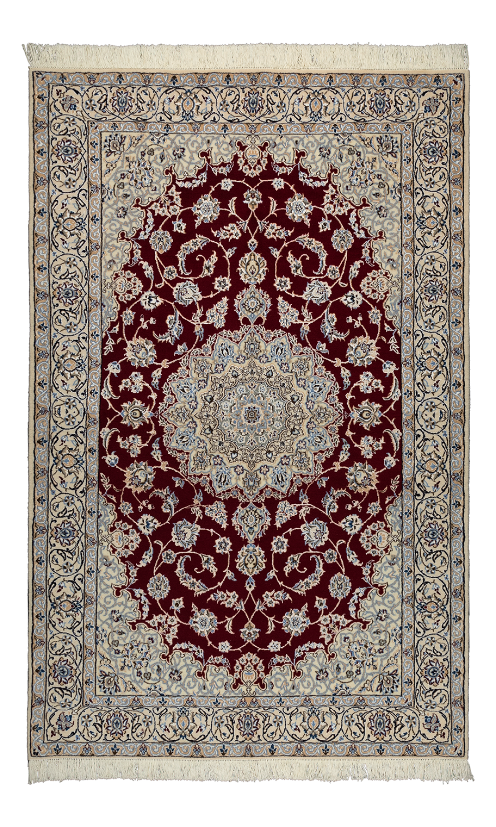 Exquisite Handmade Rug In Wool & red Color Isfahan | 203×129 cm |