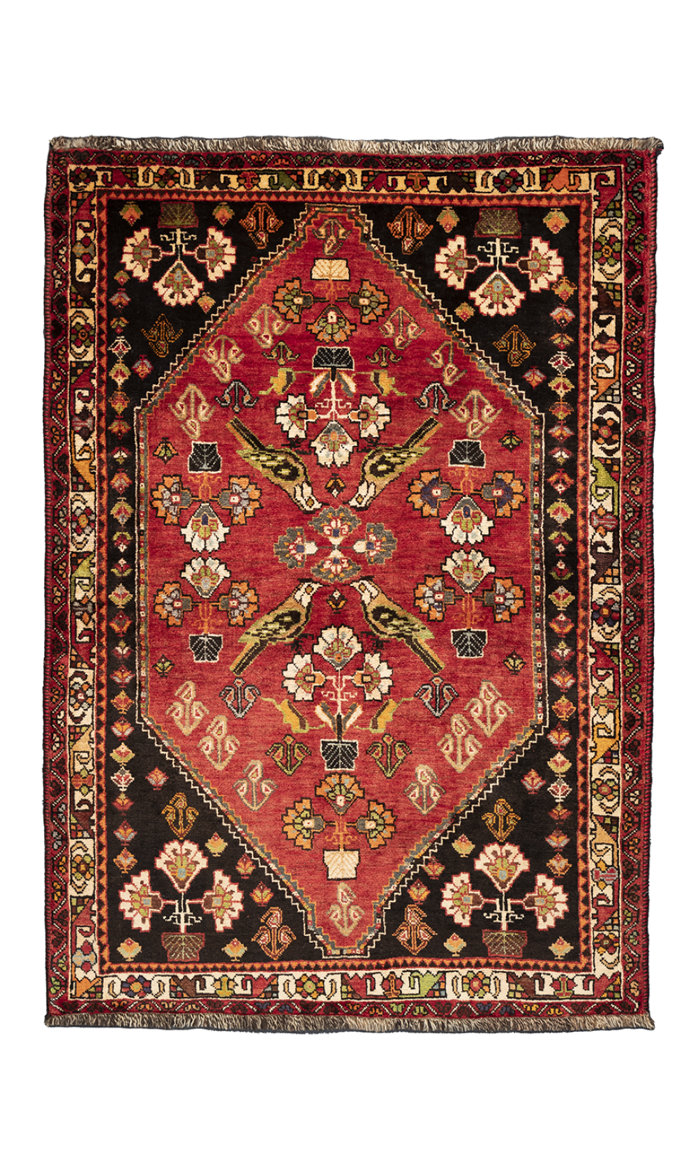 Handmade Rug In Wool red base color Fars | 166×116cm |2 square meter