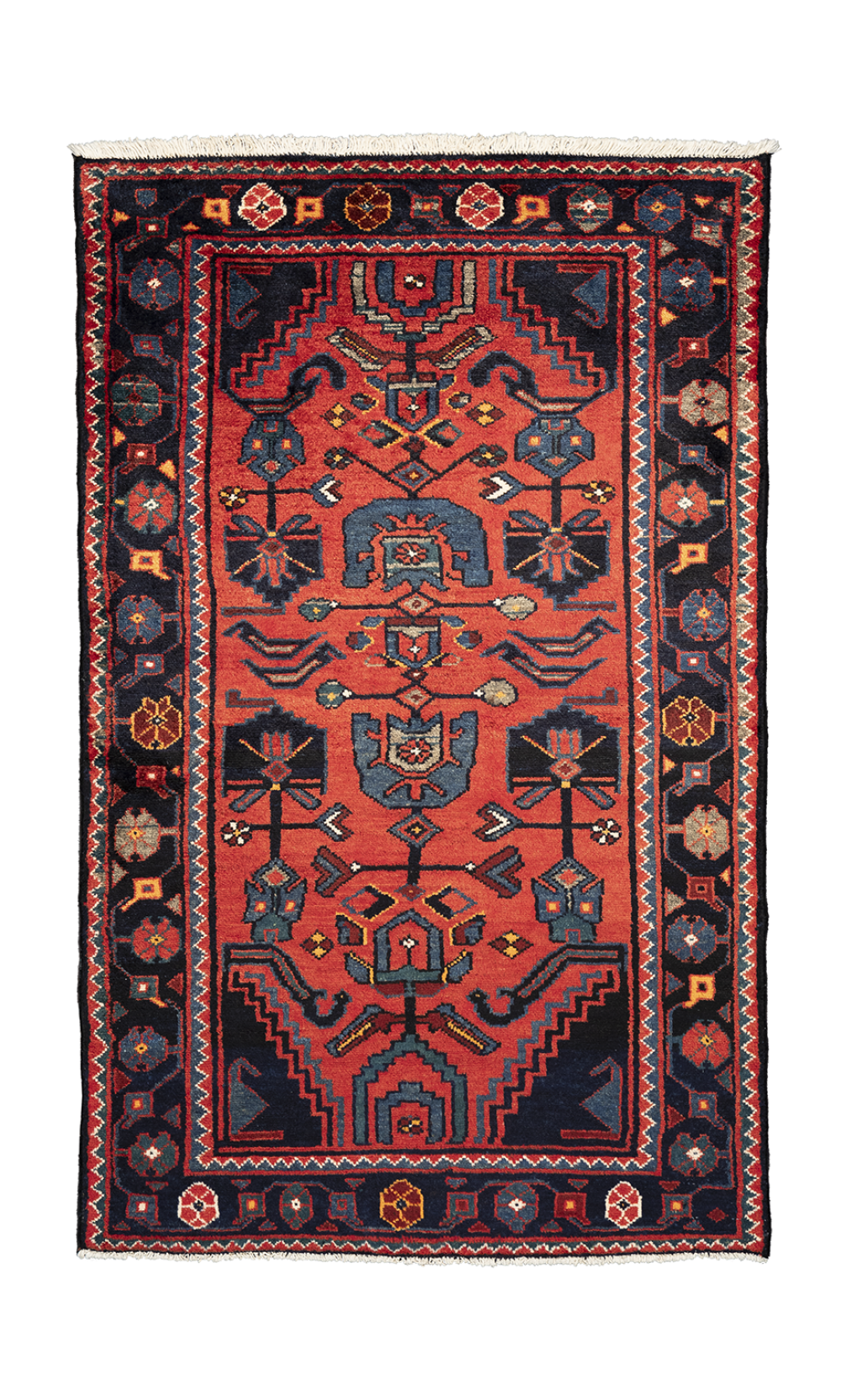 Handmade Rug In Wool in copper base color Hamadan (160×100 cm)