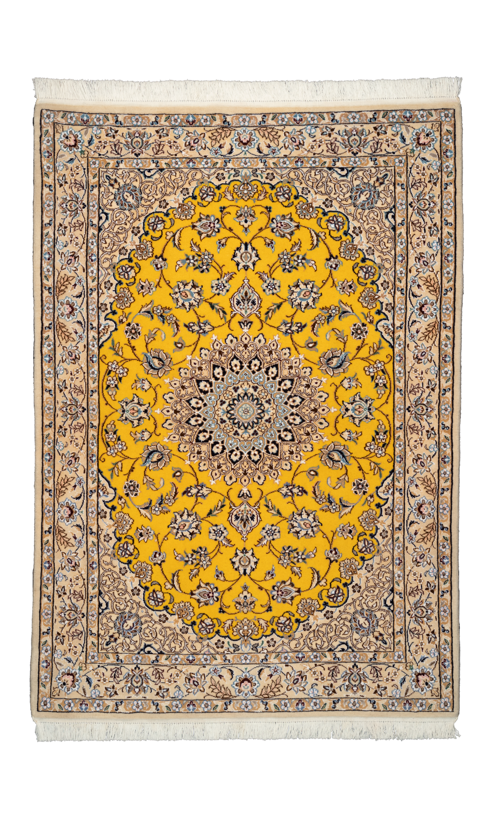 Get the Handmade Rug In Wool & yellow color Naeen Isfahan | 155 x108