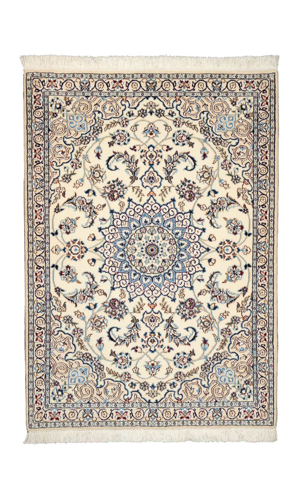 Handmade Rug In Wool & white color Naeen Isfahan | 126 × 90 cm 