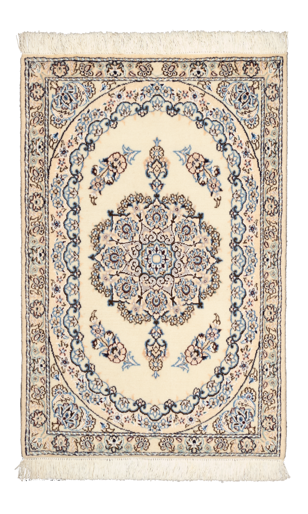 Handmade Rug In Wool & Cream color Naeen Isfahan ( 90 × 58 cm)