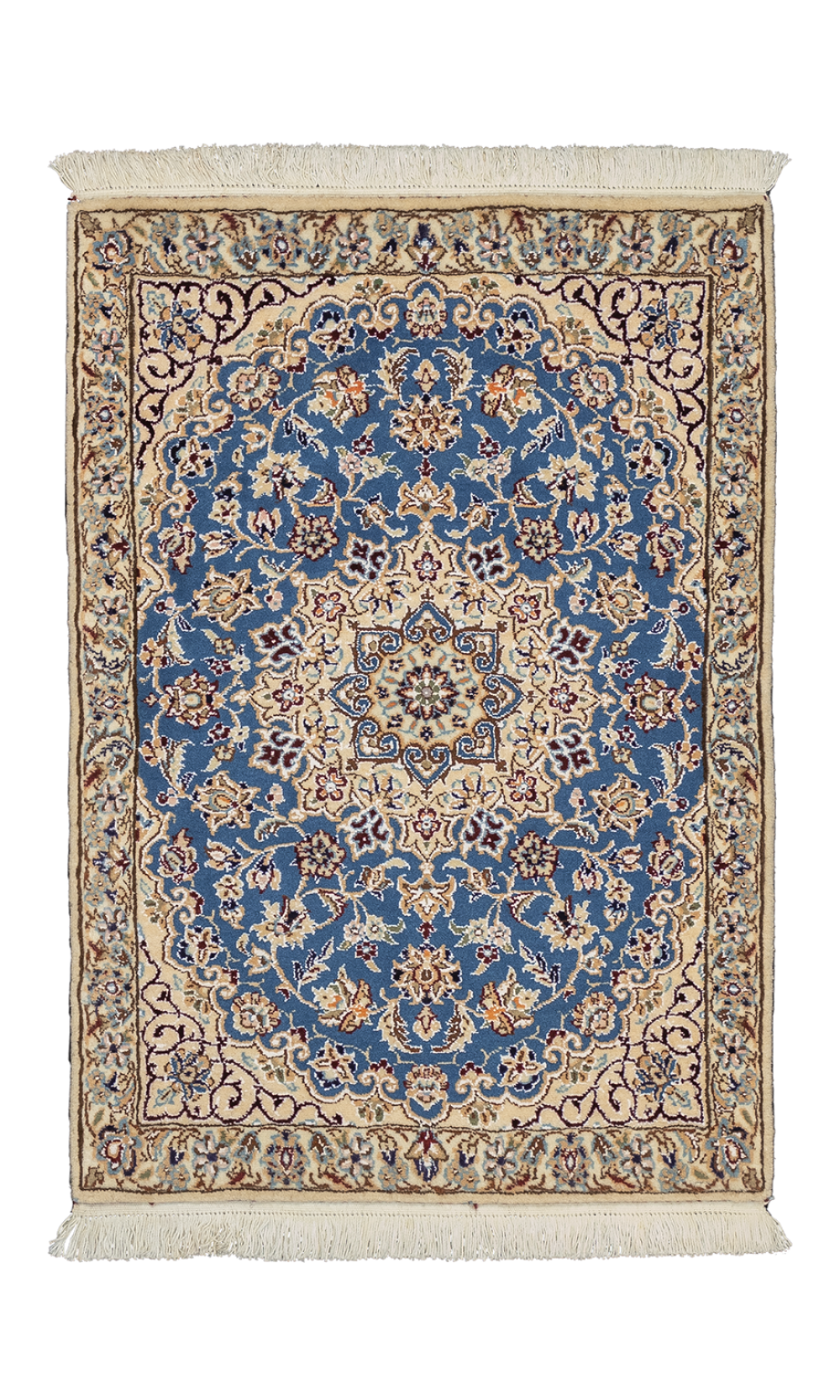  Handmade Rug In Wool & Blue color Naein Isfahan (90×62 cm)