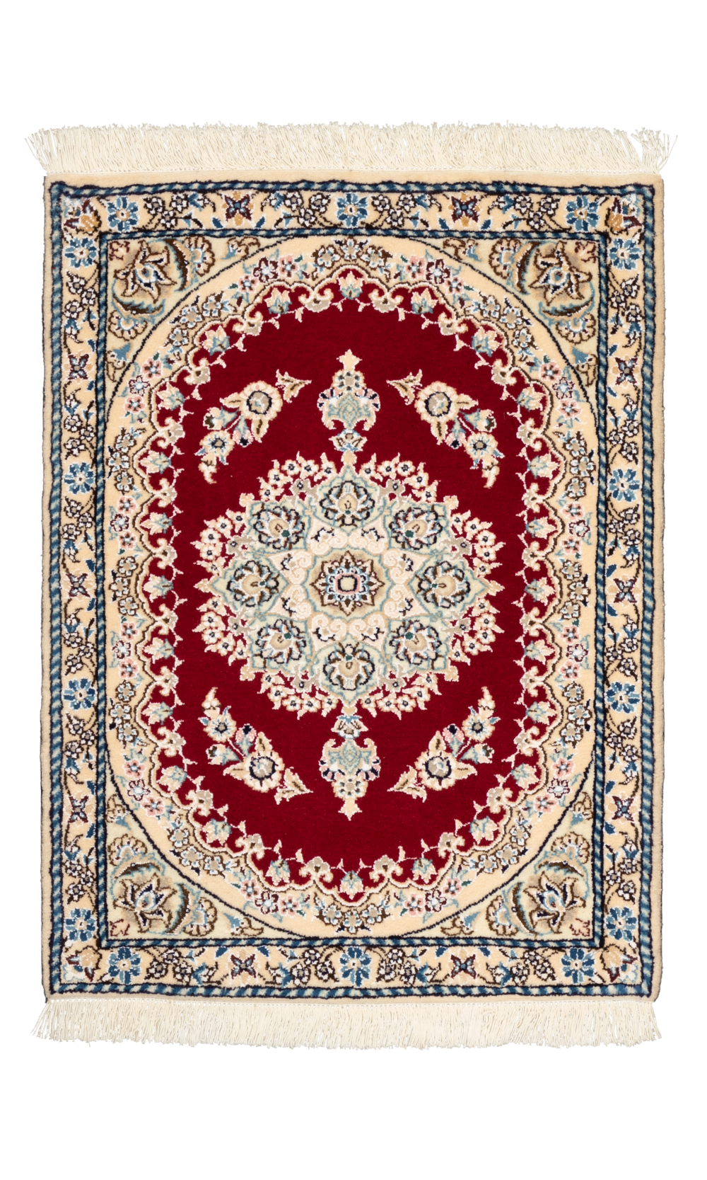 Handmade Rug In Wool & Red color Naein Isfahan ( 85 × 62 cm)