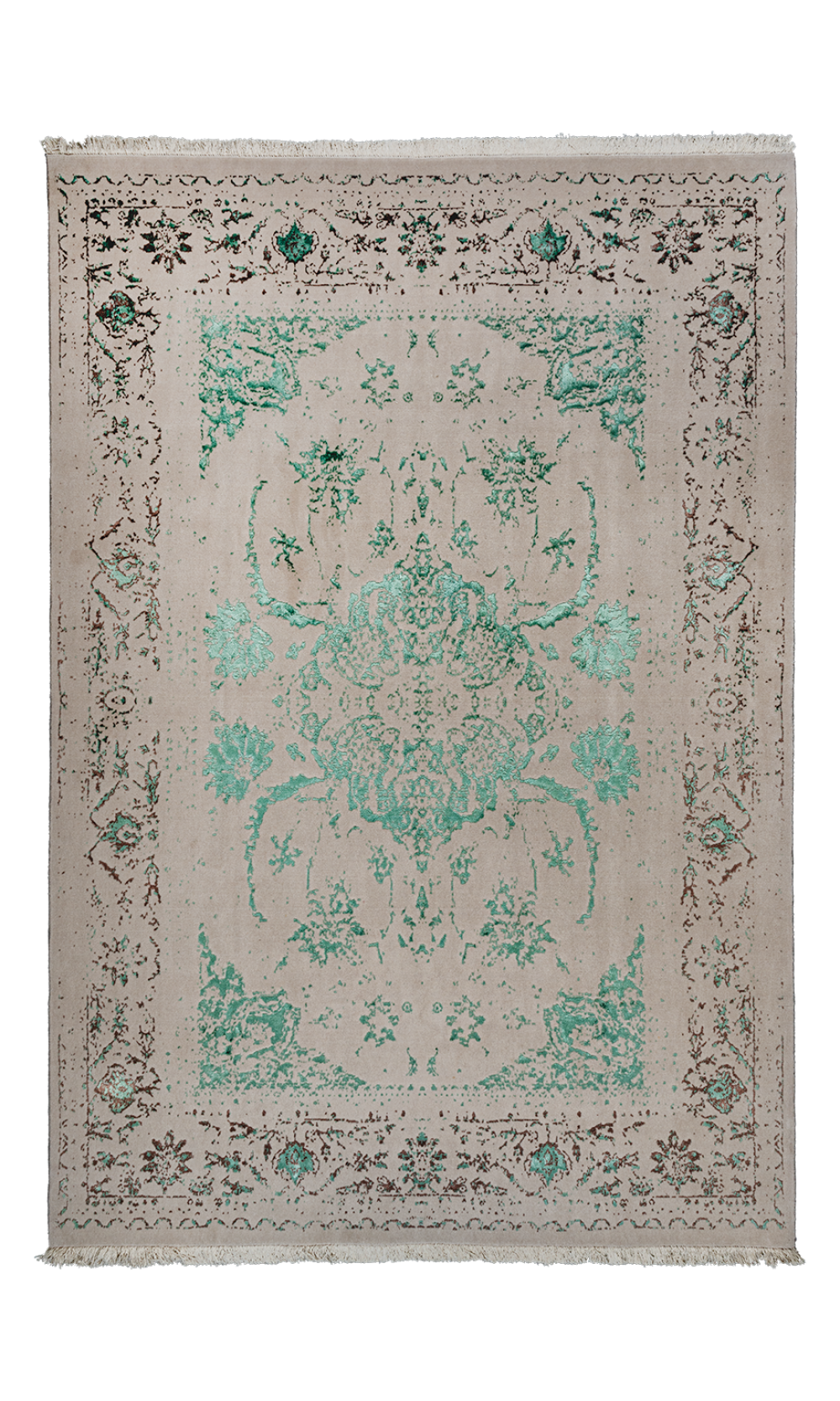  Green Toranj model | modern rug in cream & green | 9 square