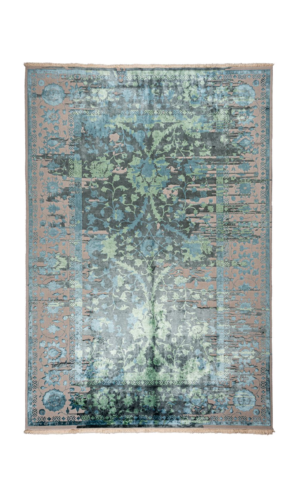 Persia Garden model l modern rug in silver & green | 6 square