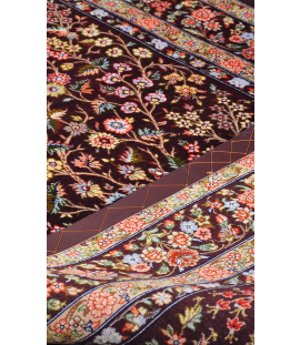 Handmade Rug in Super Fine Wool Brown_Red color Qom | 157×107 cm | DERAKHTY(Tree design)
