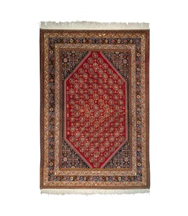 Handmade Wool Red Persian Rug Fars | 300×204 cm | Medallion Pattern
