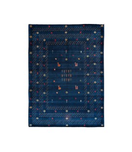 Persian Wool Gabbeh Navy blue Rug Fars | 291×207 cm | Animal Motif Pattern