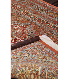 Handmade Rug in Silk & Copper color Qom | 156×109 cm | SHAAH ABBAASY(Palmette flower)