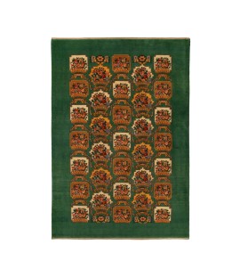 Wool Green Persian Area Rug | Mix Of Floral Pattern and Panel Design