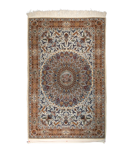 HANDMADE RUG IN SUPER FINE WOOL & CREAM BASE COLOR QOM