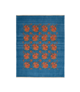 Handmade Wool Natural Dyed Blue Persian Rug Isfahan | 255×195 | Floral Pattern 