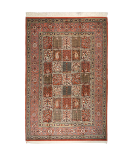 Handmade Fine Wool Pink Persian Rug Qom | 248×160 cm | Panel design