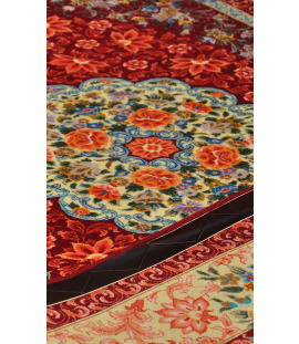 Handmade Rug in Super Fine Wool & Red Base color Qom | 224×140 cm | SHAAH ABBAASY(Palmette flower)