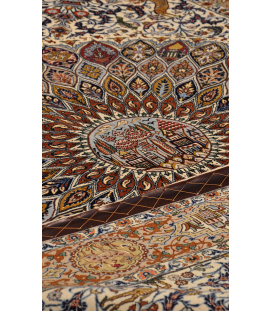 Handmade Rug in Super Fine Wool & Cream Base color Qom | 209×130 cm | SHAAH ABBAASY(Palmette flower) 