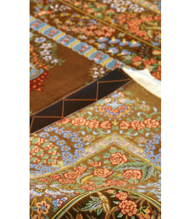 Handmade FineWool Brown Persian Rug Qom | 153×107 cm | Mix Design Pattern