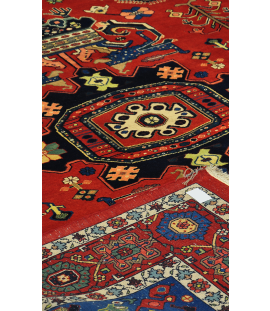 Handmade Wool Red Bakhtiari Persian Rug | 267×208 cm | Medallion Design Pattern