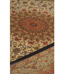 Handmade Rug in Super Fine Wool & Cream Base color Qom | 332×202 cm | SHAAH ABBAASY(Palmette flower)