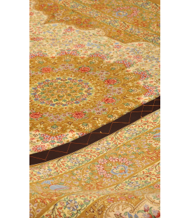 Handmade Rug in Super Fine Wool Cream color Qom | 215×135 cm | SHAAH ABBAASY(Palmette flower)
