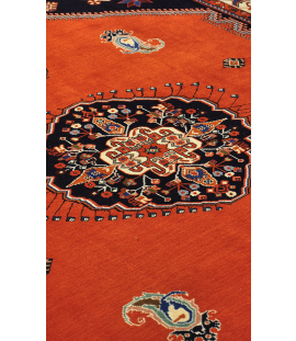 Handmade Fine Wool Persian Red Rug Qom | 153×101 cm | Medallion Design