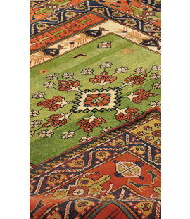 Handmade Green Wool Rug Quchan | 173×132 cm | Medallion (Lachak Toranj)