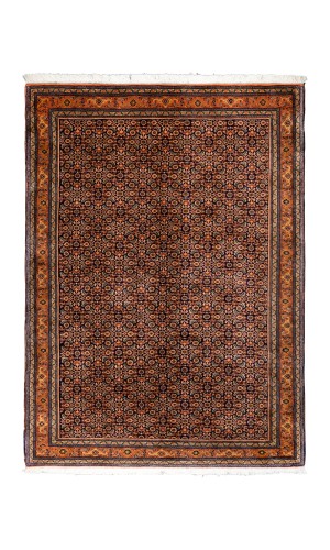 Used Handmade Wool Brown Persian Rug Bijar | 163×118 cm | Fish Pattern
