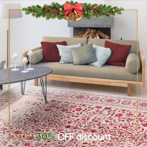 Red leaf | Modern Wool Rug Cream and Red color | 300×200 cm 