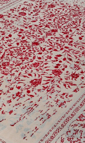 Red leaf | Modern Wool Rug Cream and Red color | 300×200 cm 