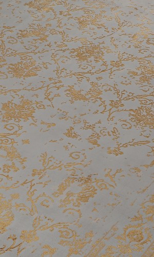 Gold Lotus | Modern Wool rug in Grey & Gold Color 