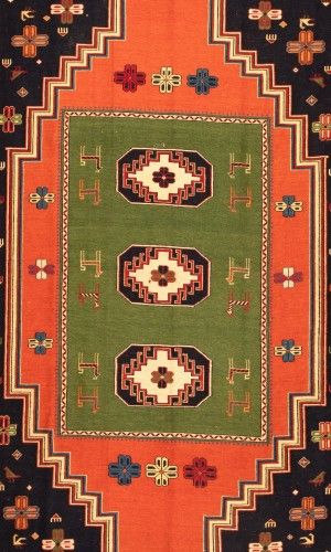 Colorful Kilim Rug Kerman | 225×160 cm | Medallion (Lachak Toranj)