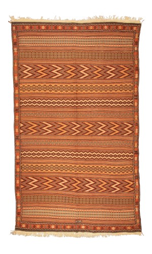 Handcrafted Copper Striped Kilim Rug: Traditional Elegance for Your Home
