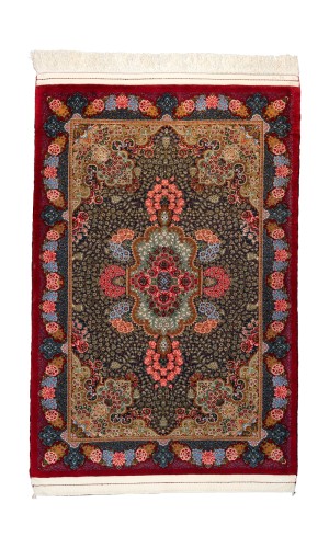 Handmade Fine Wool Persian coloful Rug Qom | 149×101 cm | Palmetto Flower Design