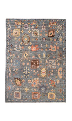 Handmade Wool Sultanabad Grey and Blue Persian Rug | area rug   