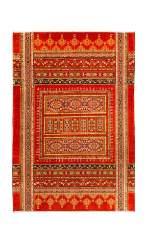 Handmade Wool Vegetable Dye Persian Red Rug Isfahan | 326×219 cm | Mix Pattern Design