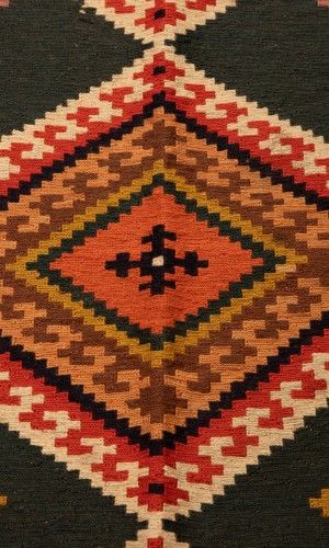 Handwoven Wool Kilim Rug Quchan | 192×128 cm | Geometrical Pattern (HENDESY)