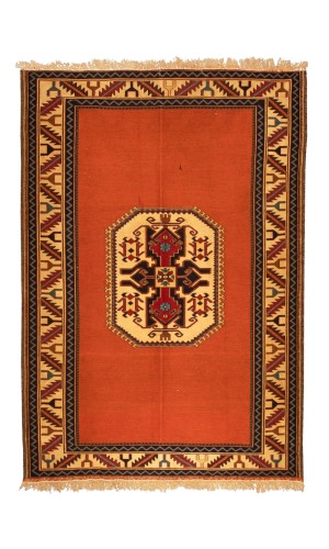 Handmade Rug In Wool Kilim RAZAVI KHORASAN/QUCHAN | 192×133 cm | SHAAH ABBAASY(Palmette flower) Pattern